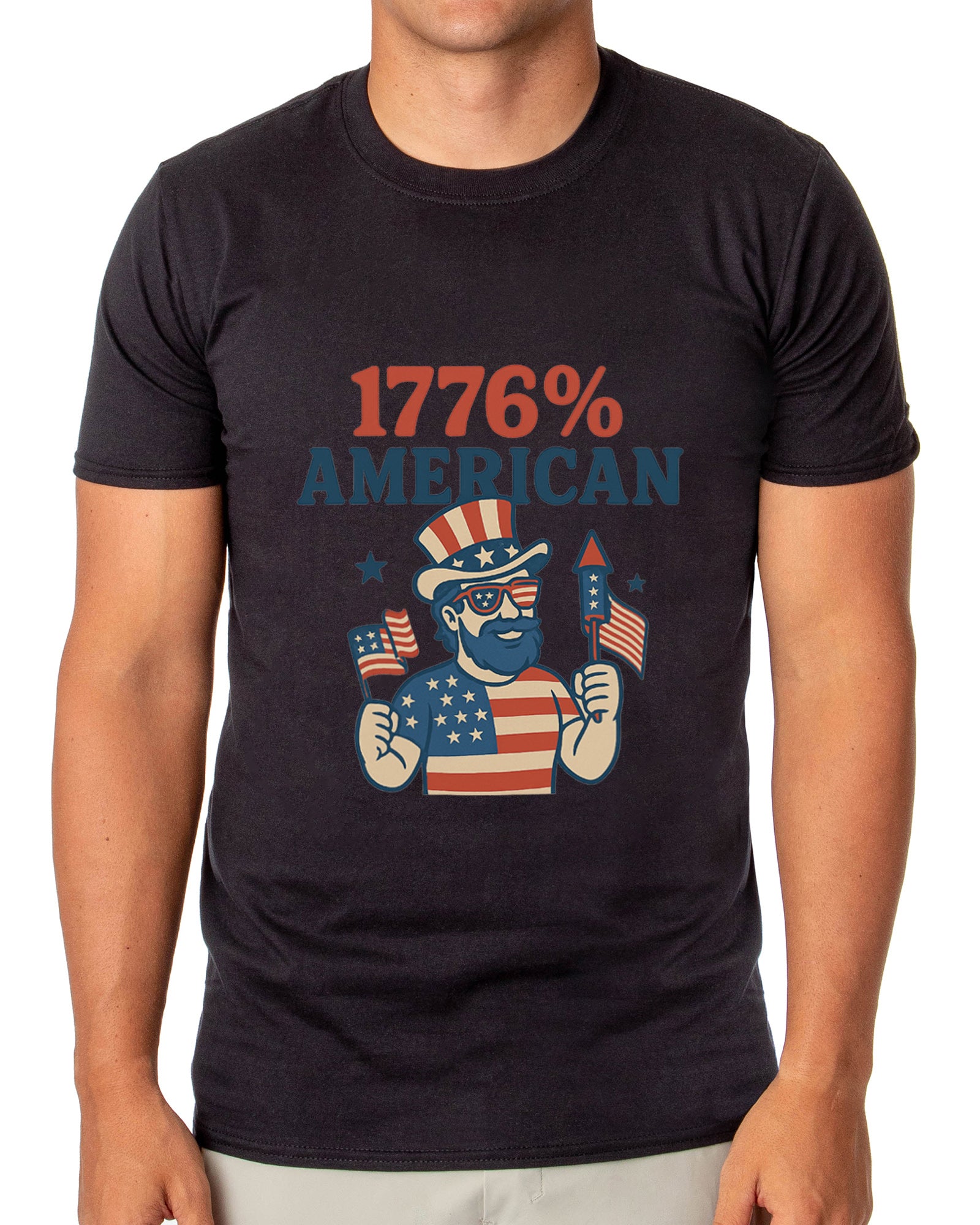 Men's 4th of July 1776% American USA Patriotic Funny T-Shirt