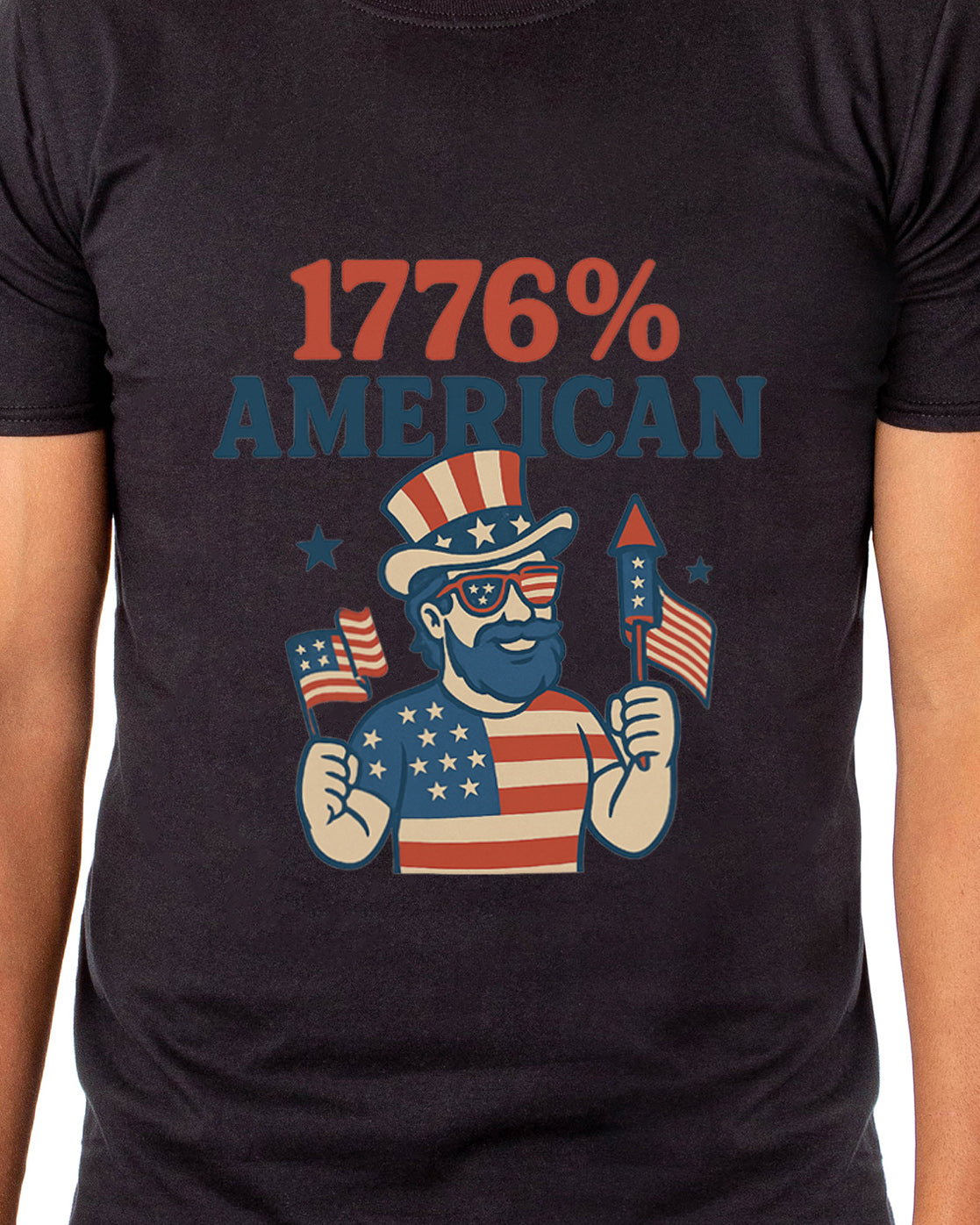 Men's 4th of July 1776% American USA Patriotic Funny T-Shirt