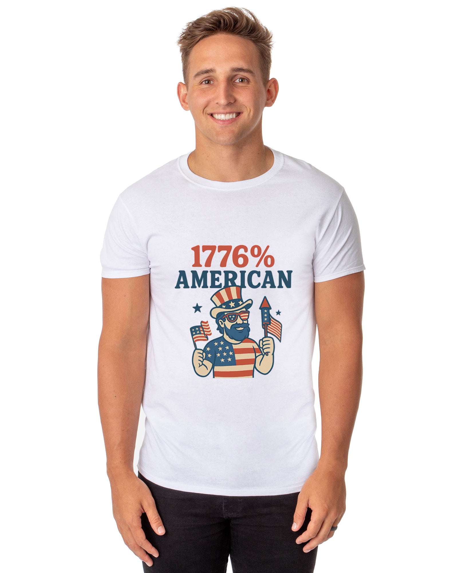 Men's 4th of July 1776% American USA Patriotic Funny T-Shirt