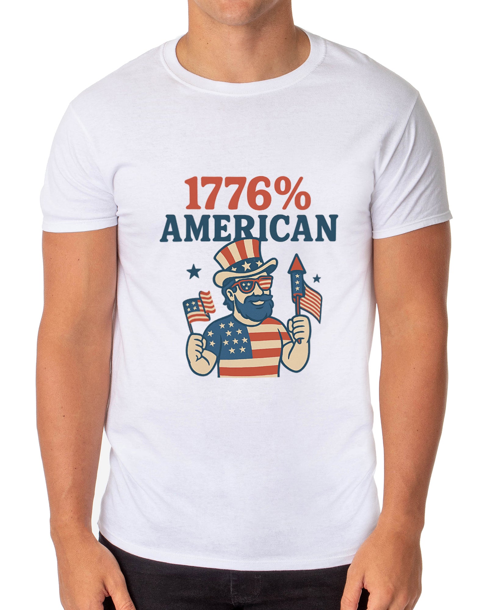 Men's 4th of July 1776% American USA Patriotic Funny T-Shirt