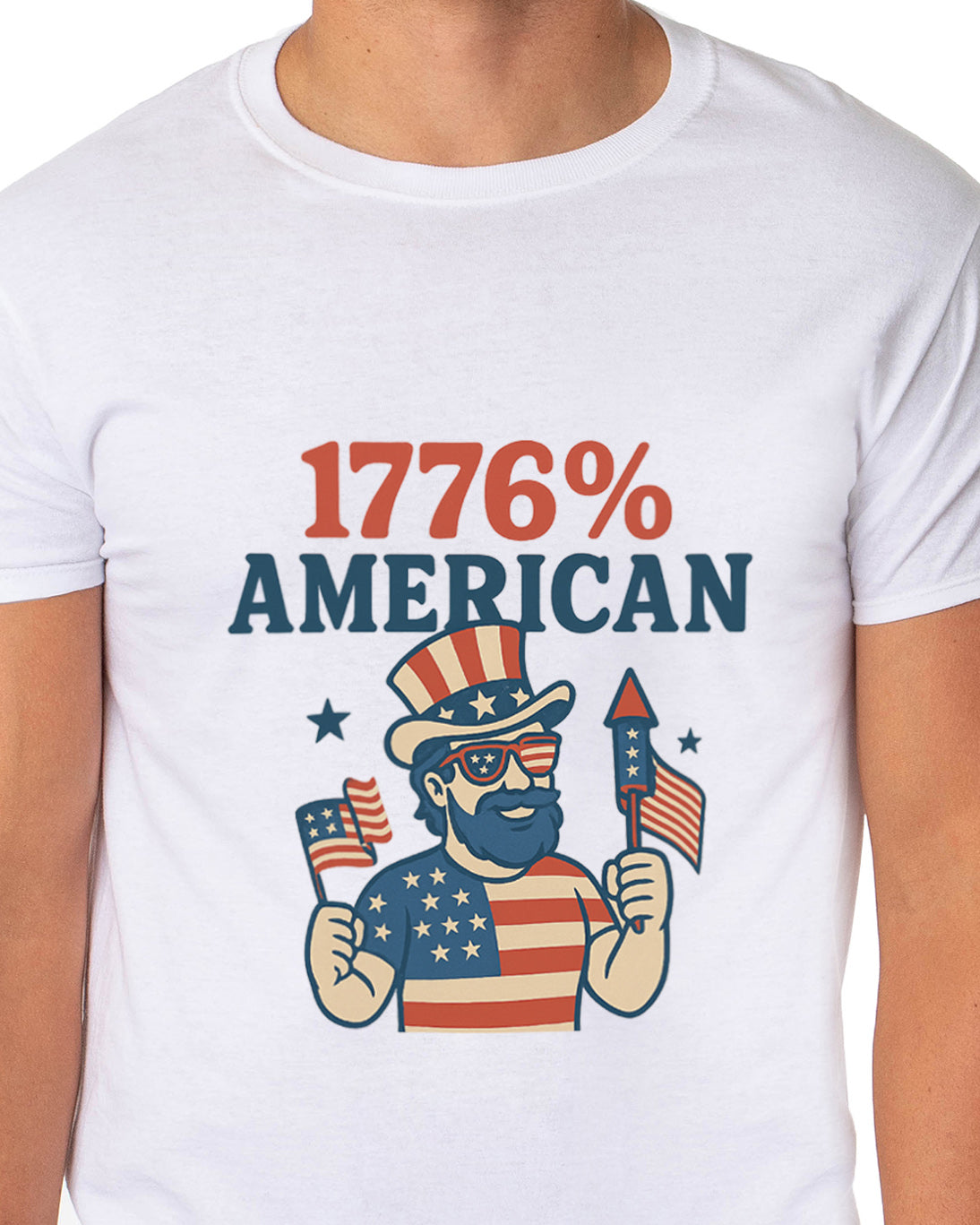 Men's 4th of July 1776% American USA Patriotic Funny T-Shirt