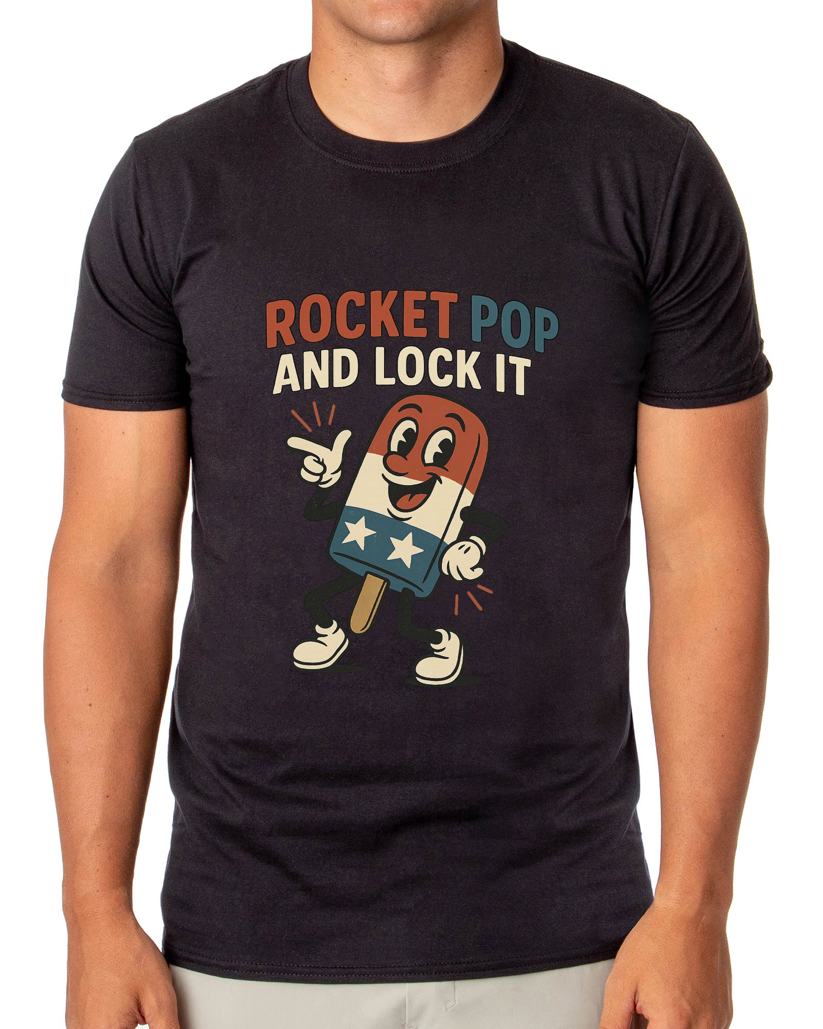 Men's Rocket Pop And Lock It Popsicle Patriotic Funny T-Shirt For Adults