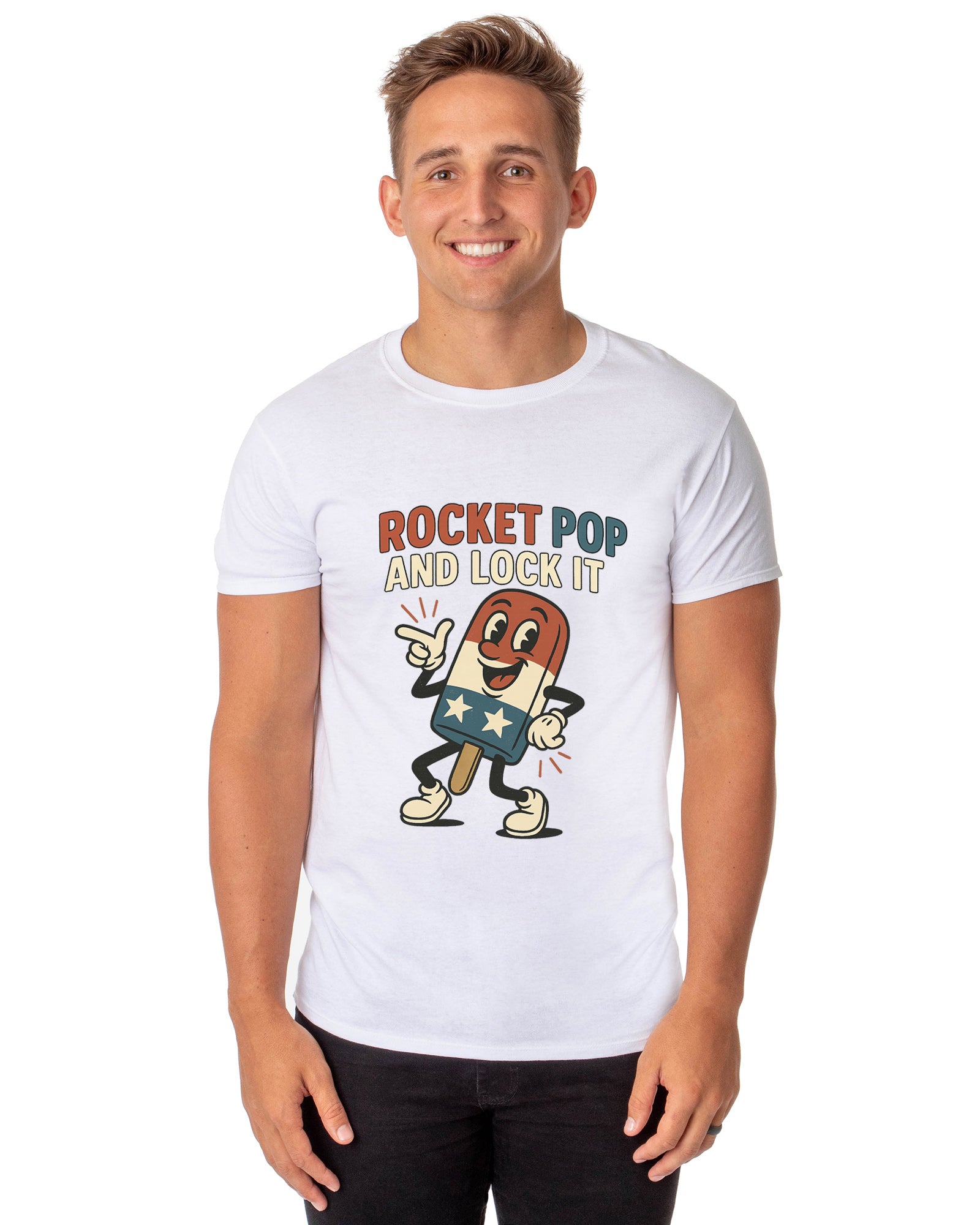 Men's Rocket Pop And Lock It Popsicle Patriotic Funny T-Shirt For Adults