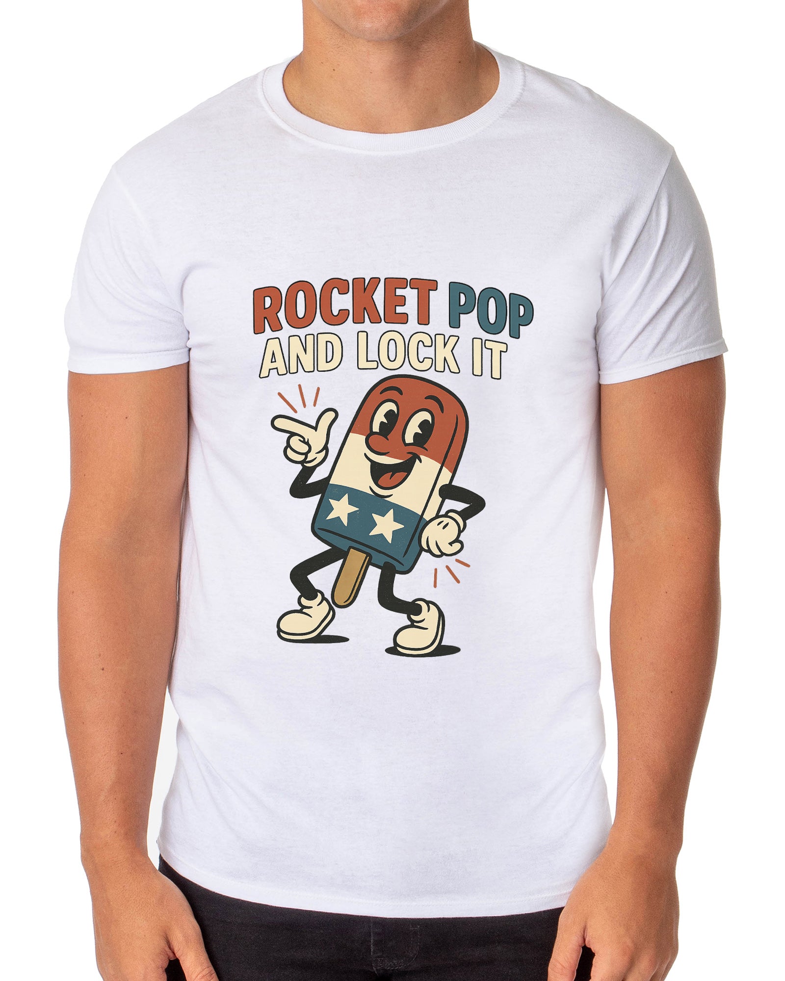 Men's Rocket Pop And Lock It Popsicle Patriotic Funny T-Shirt For Adults