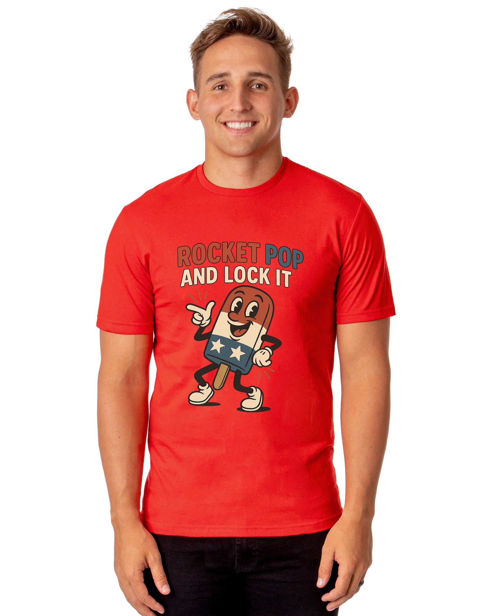 Men's Rocket Pop And Lock It Popsicle Patriotic Funny T-Shirt For Adults