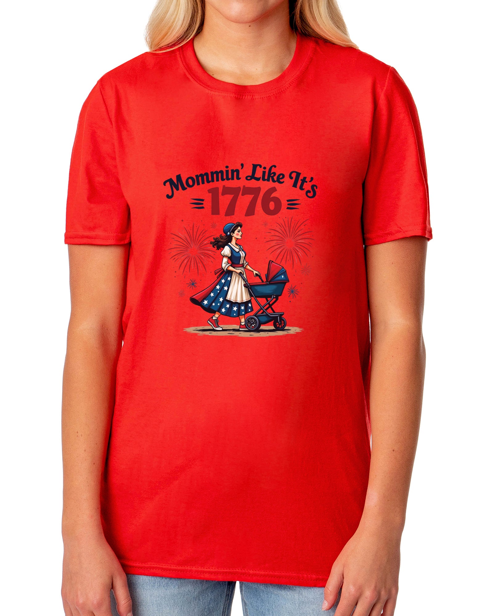 American Inspired T-Shirt Women's Mommin' Like It's 1776 Adult Patriotic Tee