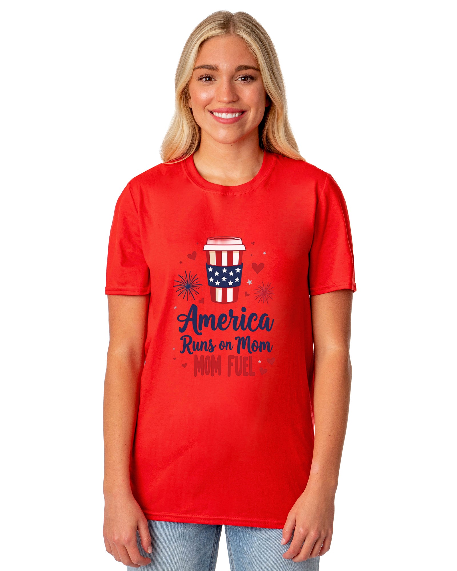 Patriotic T-Shirt Women's America Runs On Mom Fuel USA Adult Novelty Tee