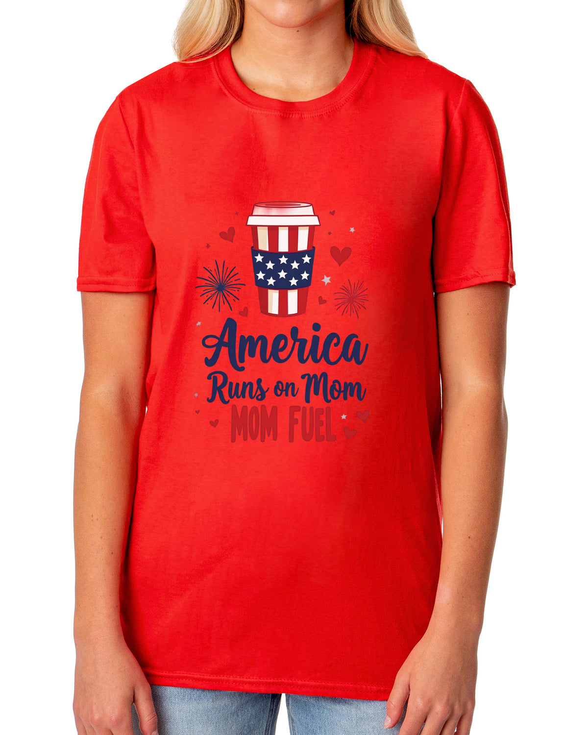 Patriotic T-Shirt Women's America Runs On Mom Fuel USA Adult Novelty Tee