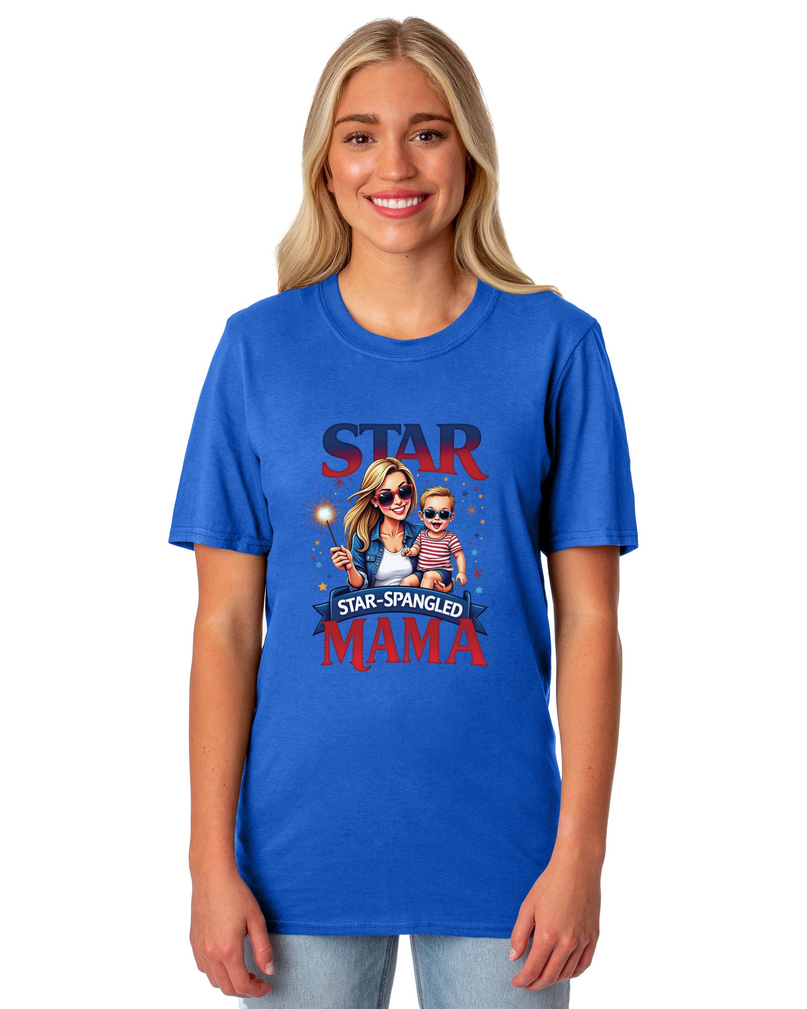 4th of July Women's T-Shirt Star Spangled Mama Patriotic Sparkler