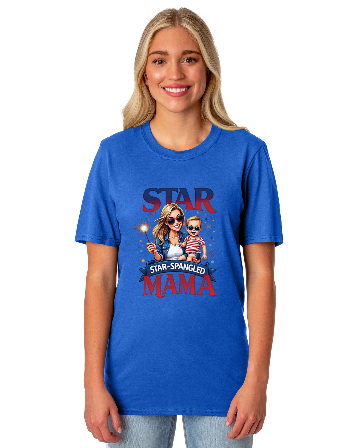 4th of July Women's T-Shirt Star Spangled Mama Patriotic Sparkler