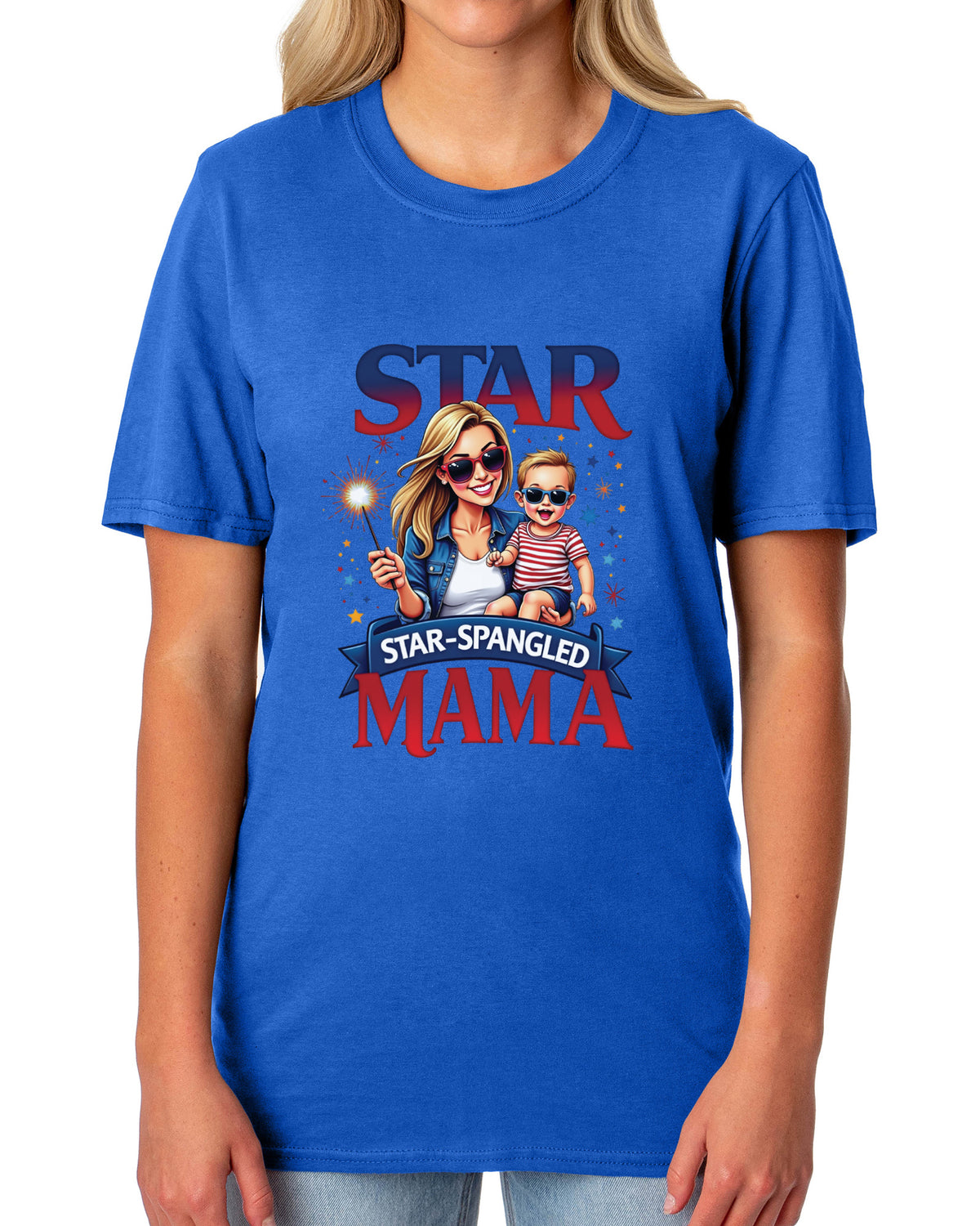 4th of July Women's T-Shirt Star Spangled Mama Patriotic Sparkler