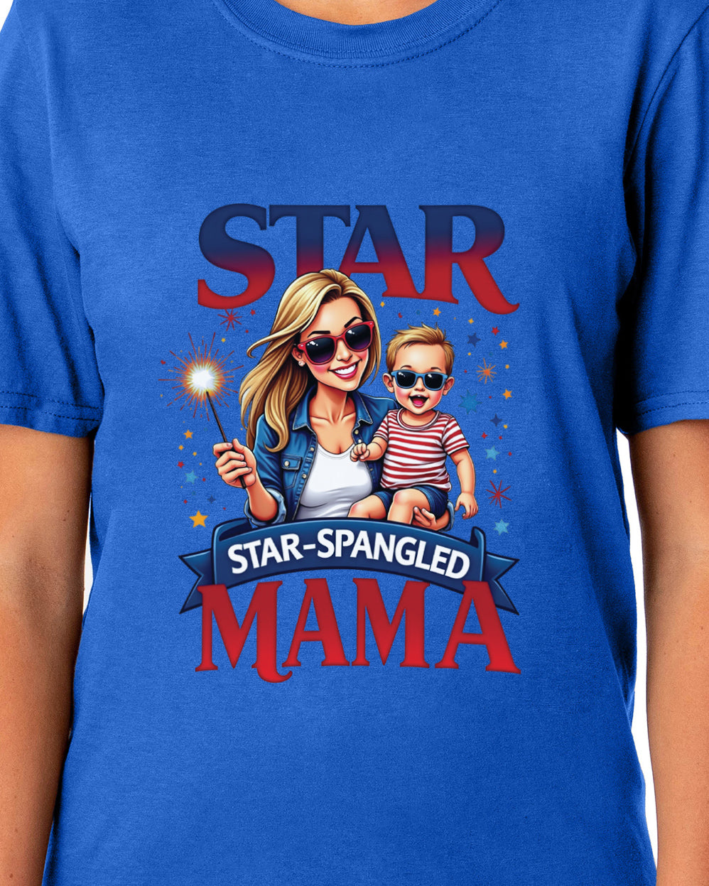 4th of July Women's T-Shirt Star Spangled Mama Patriotic Sparkler