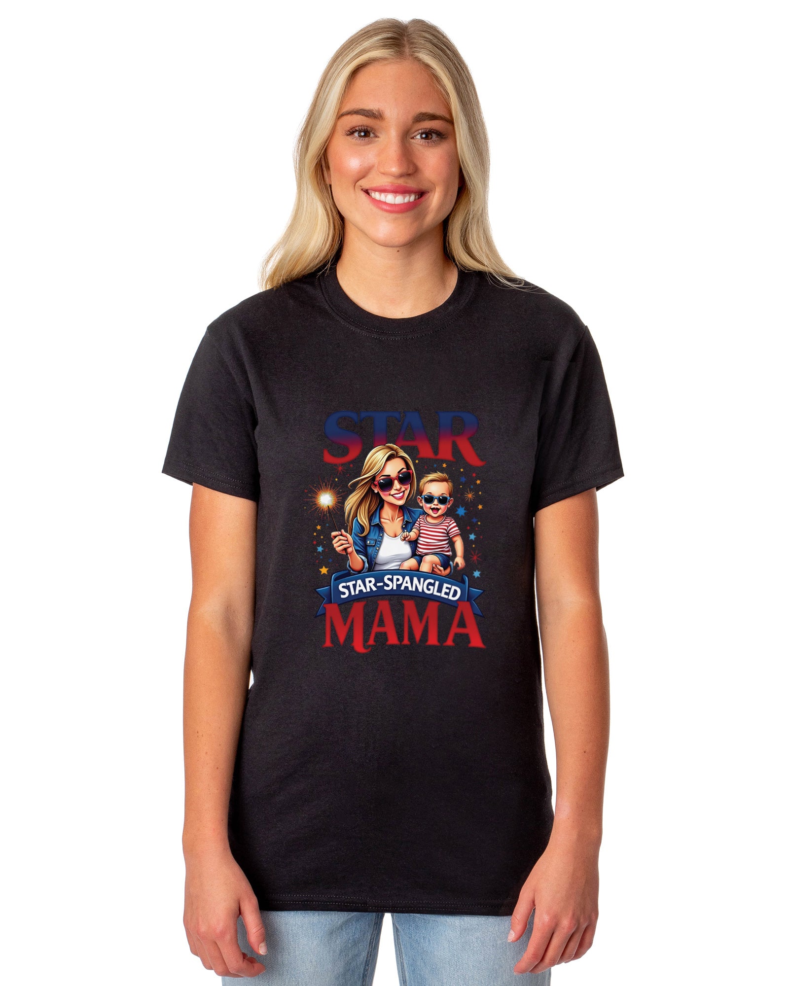 4th of July Women's T-Shirt Star Spangled Mama Patriotic Sparkler