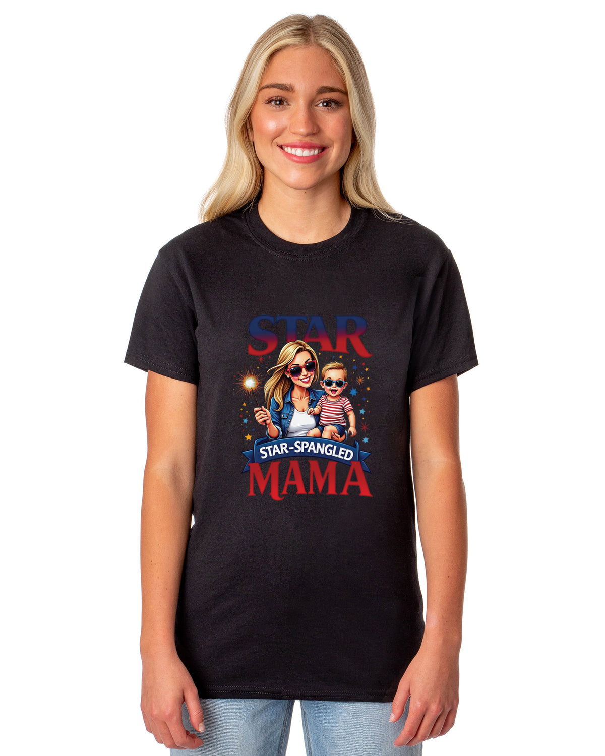 4th of July Women's T-Shirt Star Spangled Mama Patriotic Sparkler