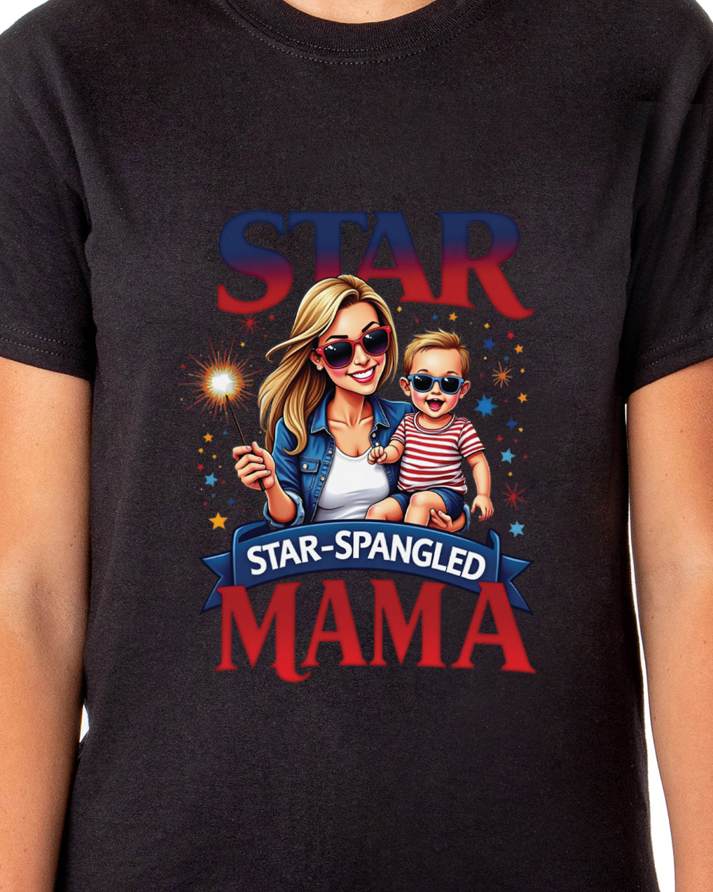 4th of July Women's T-Shirt Star Spangled Mama Patriotic Sparkler