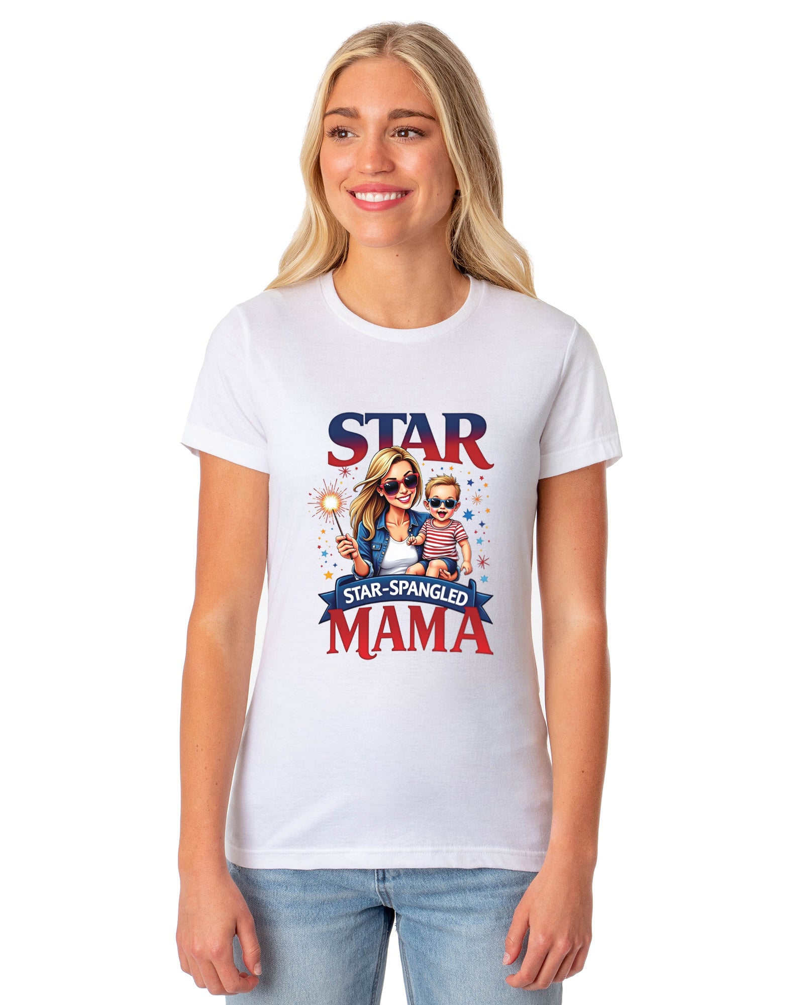 4th of July Women's T-Shirt Star Spangled Mama Patriotic Sparkler