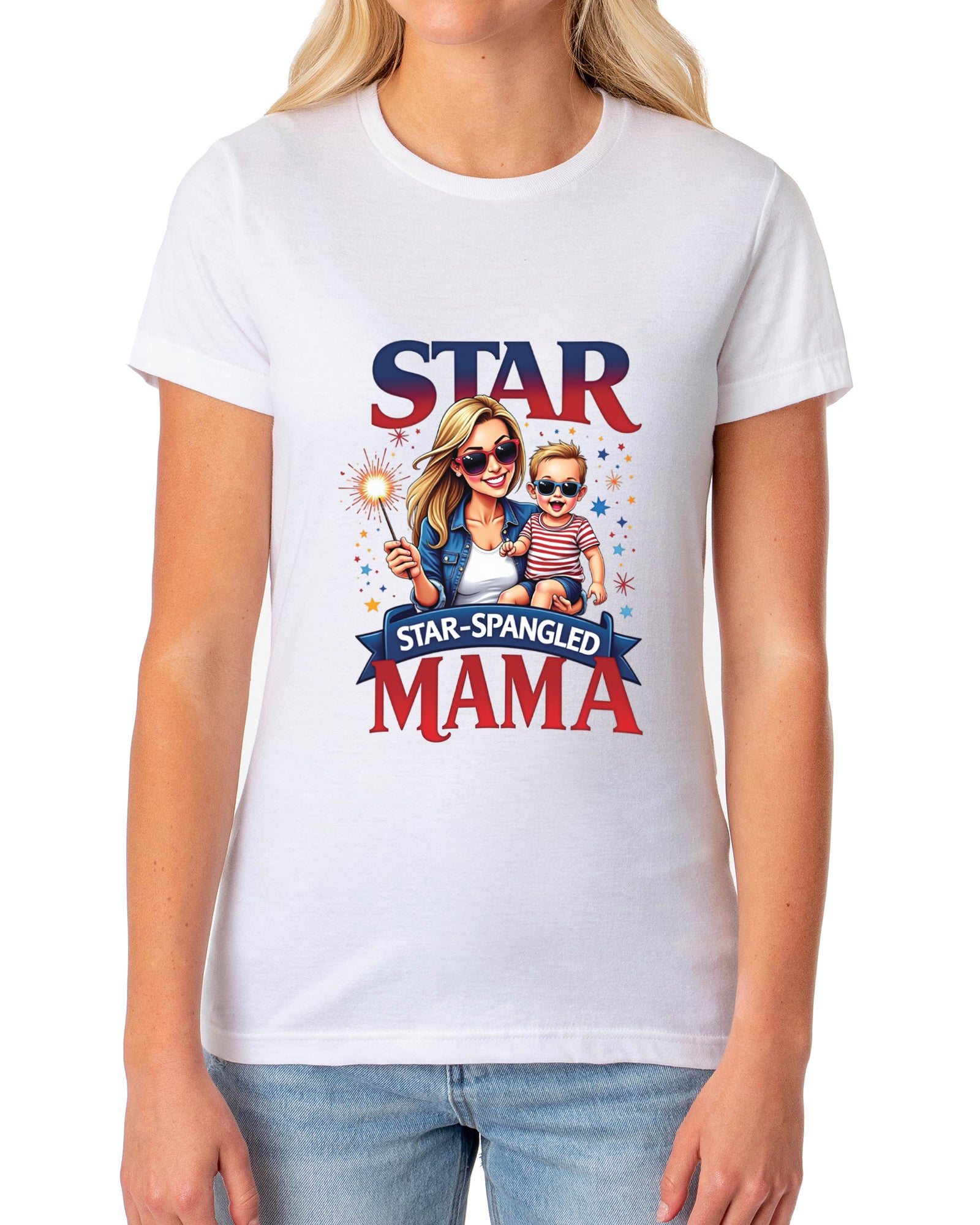 4th of July Women's T-Shirt Star Spangled Mama Patriotic Sparkler