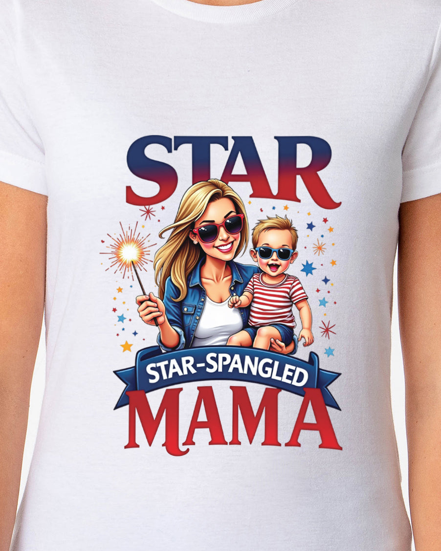 4th of July Women's T-Shirt Star Spangled Mama Patriotic Sparkler