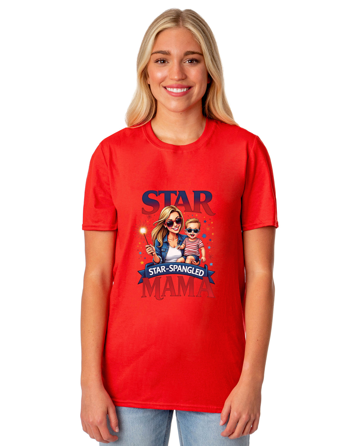 4th of July Women's T-Shirt Star Spangled Mama Patriotic Sparkler