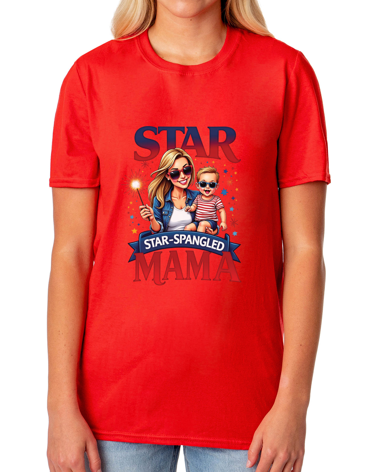 4th of July Women's T-Shirt Star Spangled Mama Patriotic Sparkler