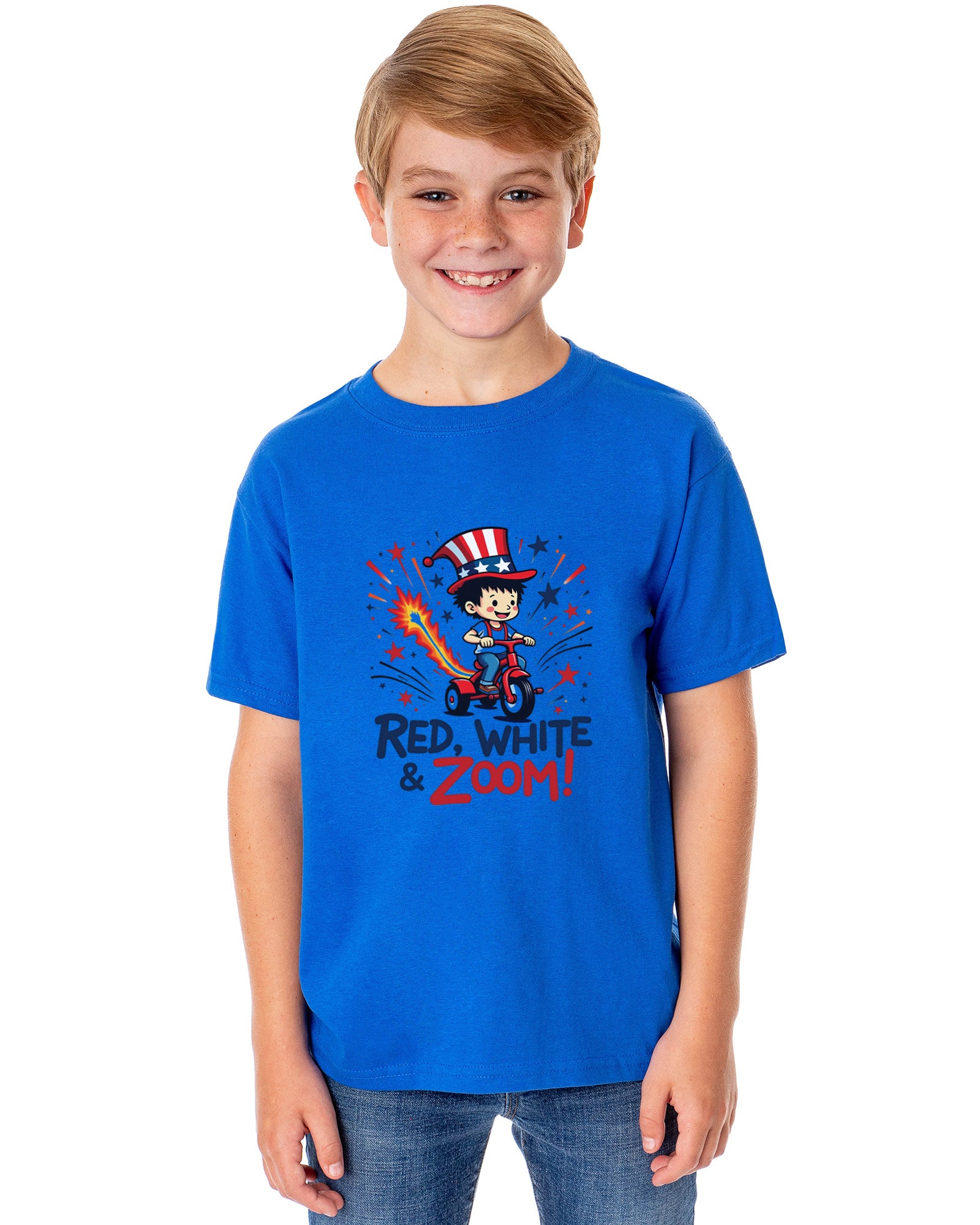 Boys' 4th of July Red, White, & Zoom! American USA Funny T-Shirt For Kids