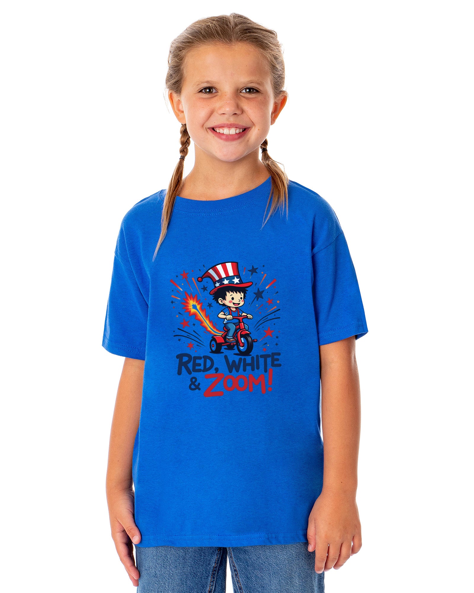 Boys' 4th of July Red, White, & Zoom! American USA Funny T-Shirt For Kids