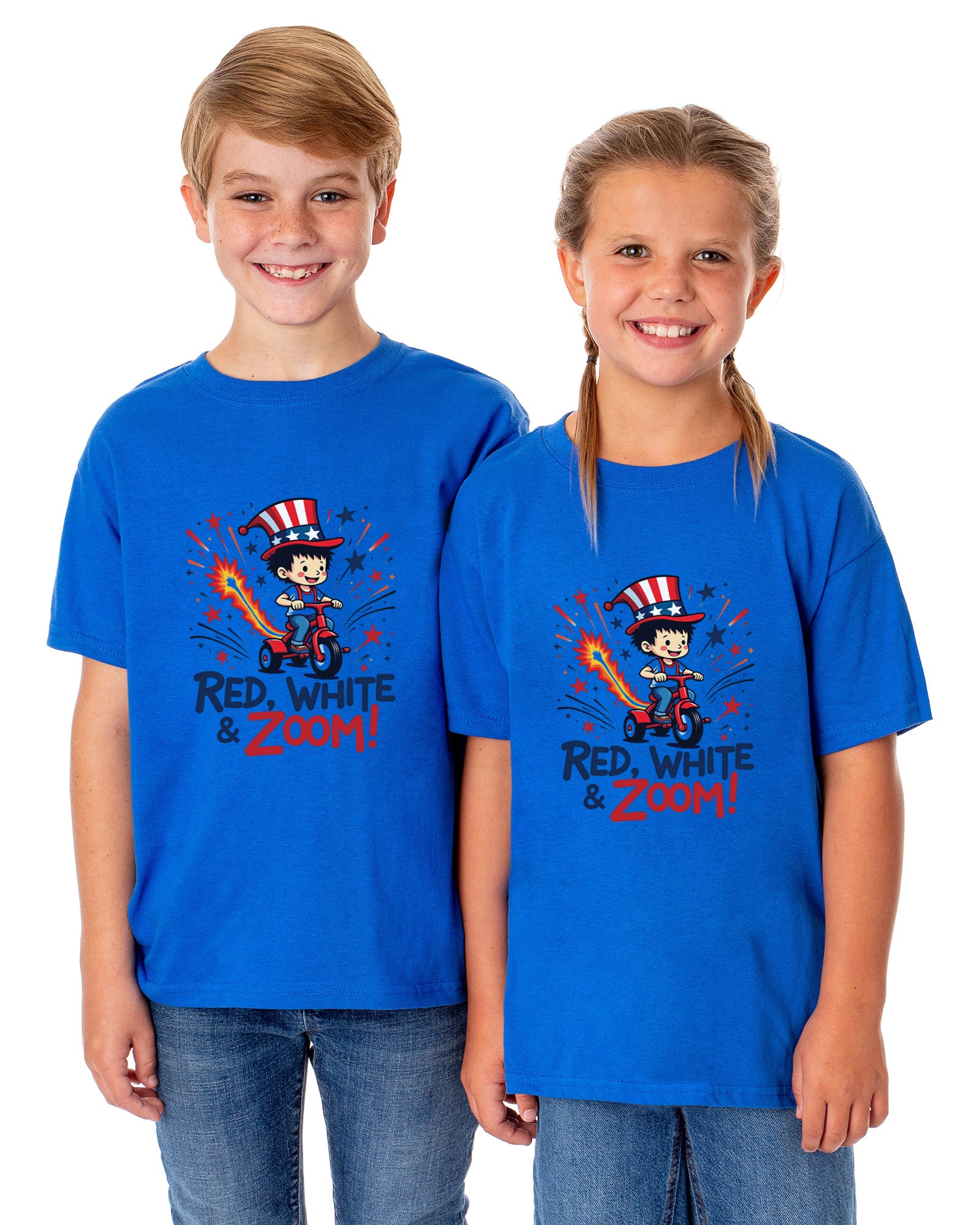 Boys' 4th of July Red, White, & Zoom! American USA Funny T-Shirt For Kids