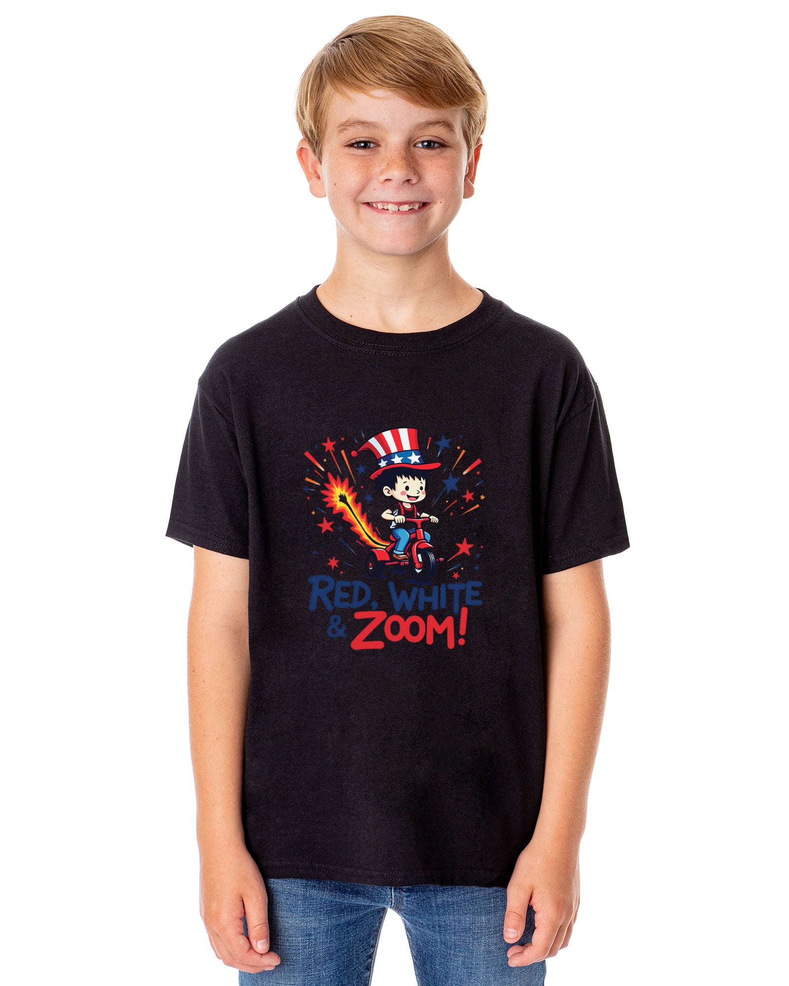 Boys' 4th of July Red, White, & Zoom! American USA Funny T-Shirt For Kids