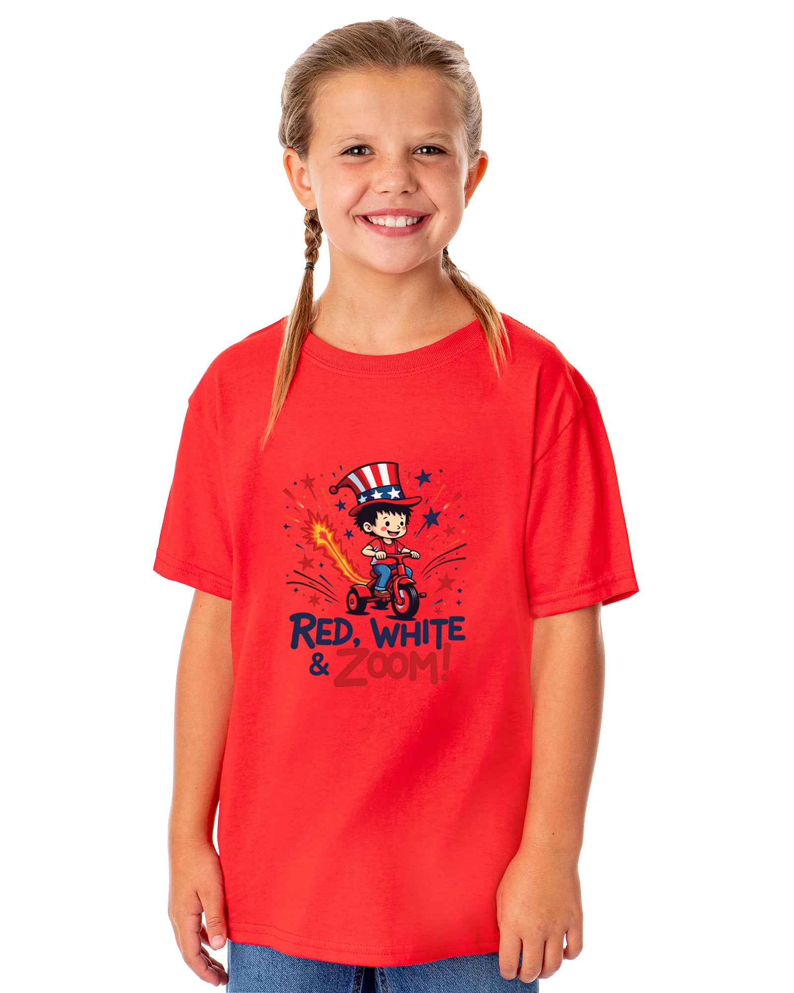Boys' 4th of July Red, White, & Zoom! American USA Funny T-Shirt For Kids