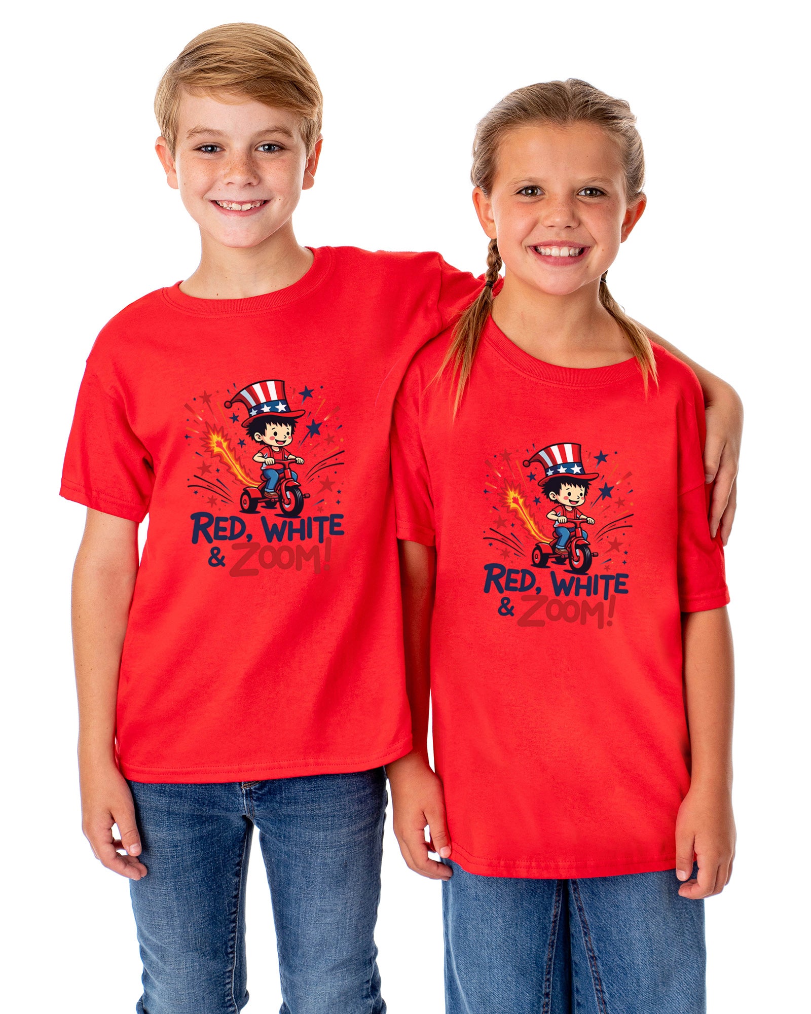 Boys' 4th of July Red, White, & Zoom! American USA Funny T-Shirt For Kids
