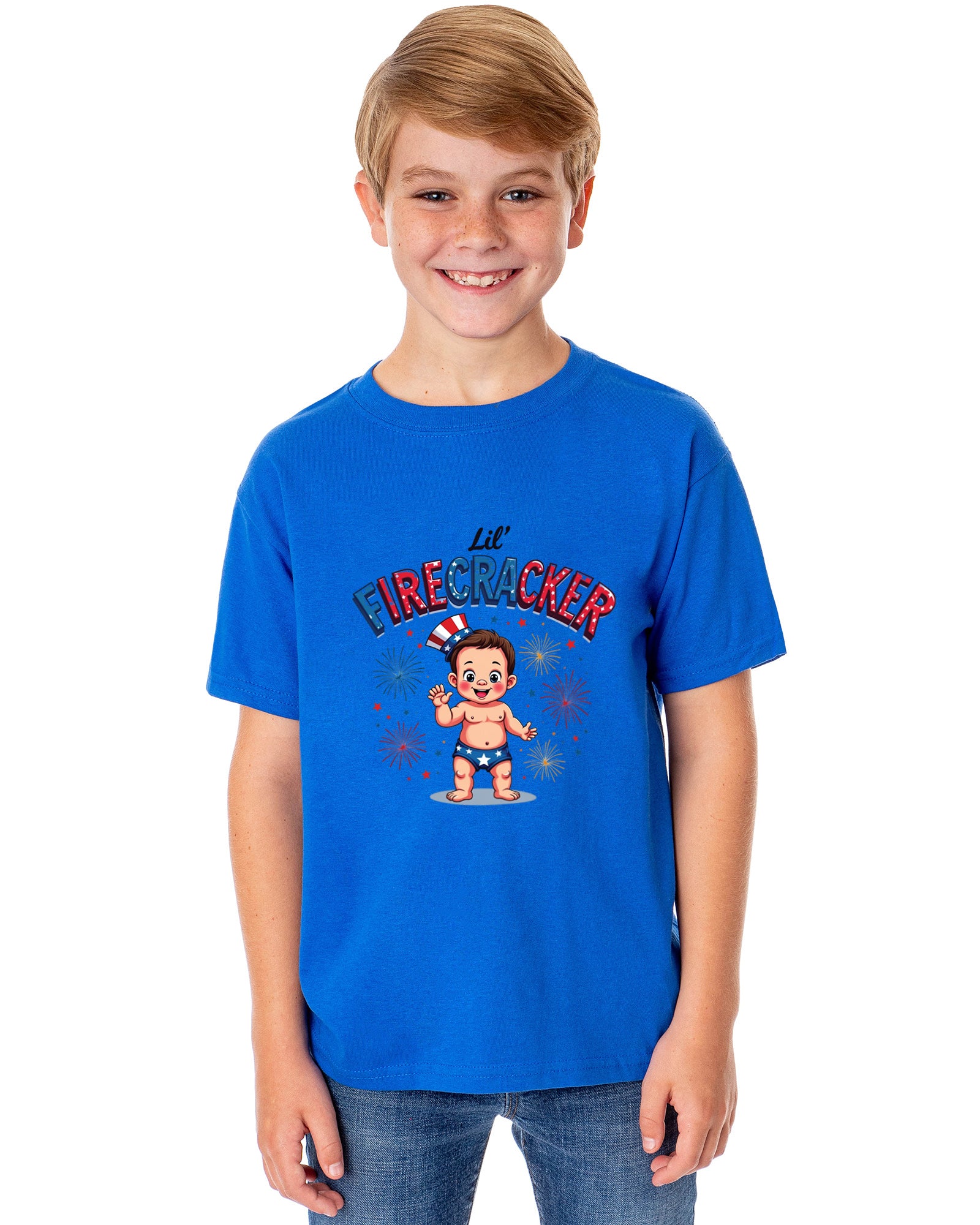 Lil' Firecracker Boys' 4th of July Short-Sleeve Funny T-Shirt