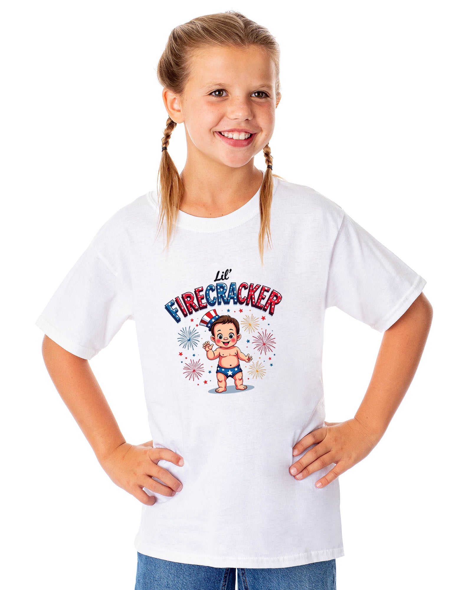 Lil' Firecracker Boys' 4th of July Short-Sleeve Funny T-Shirt