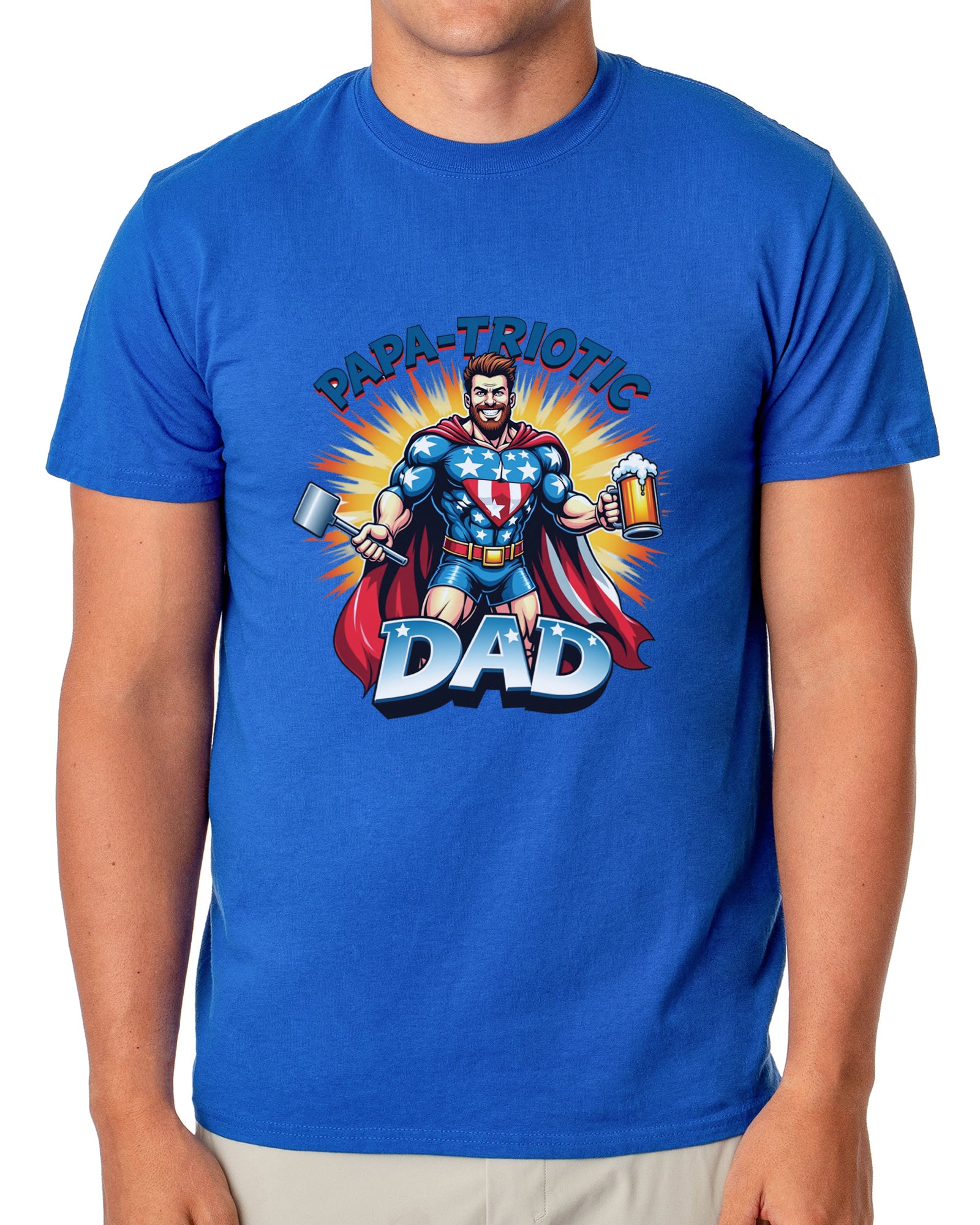 Papa-Triotic Dad Men's Patriotic Superhero 4th of July T-Shirt