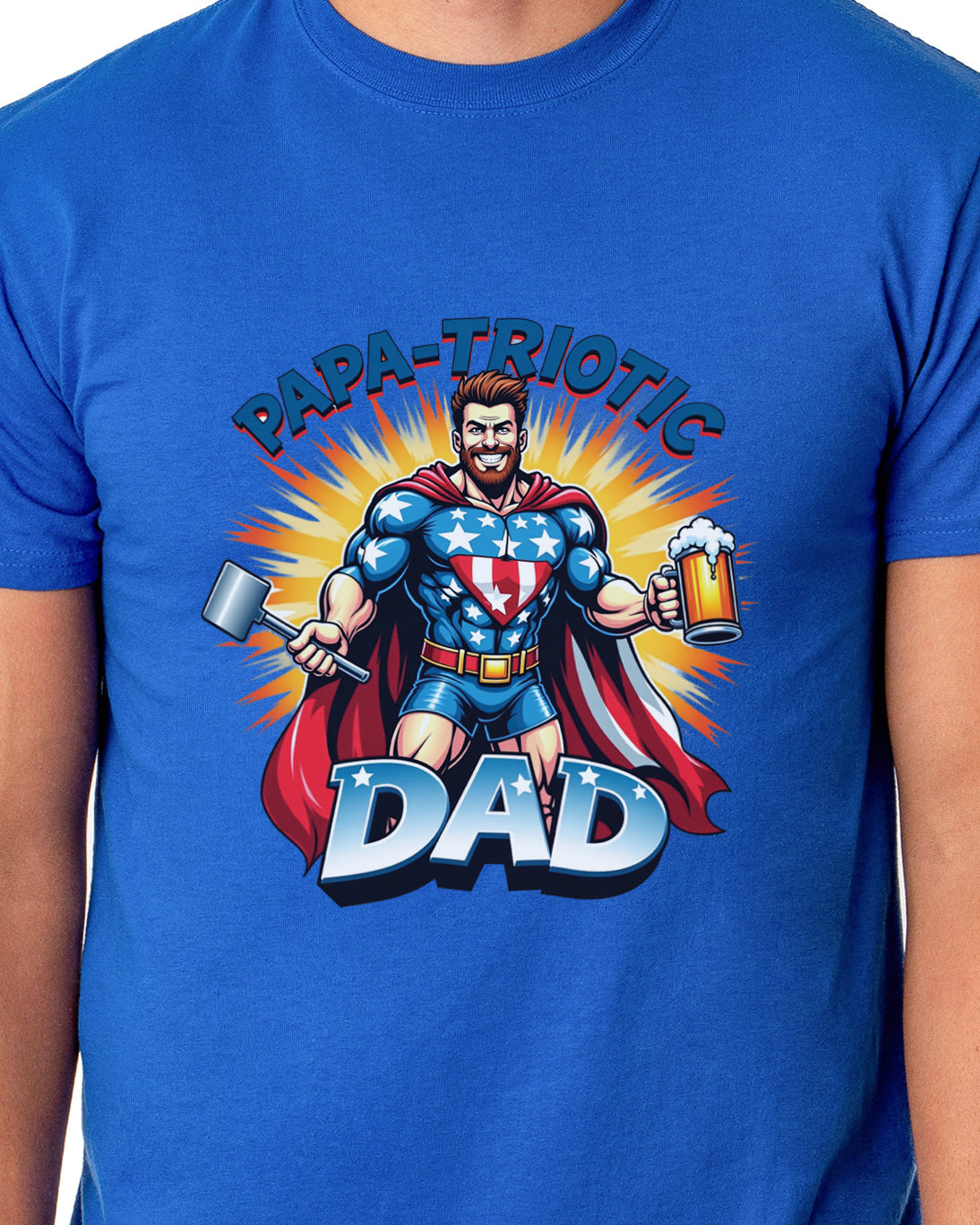 Papa-Triotic Dad Men's Patriotic Superhero 4th of July T-Shirt