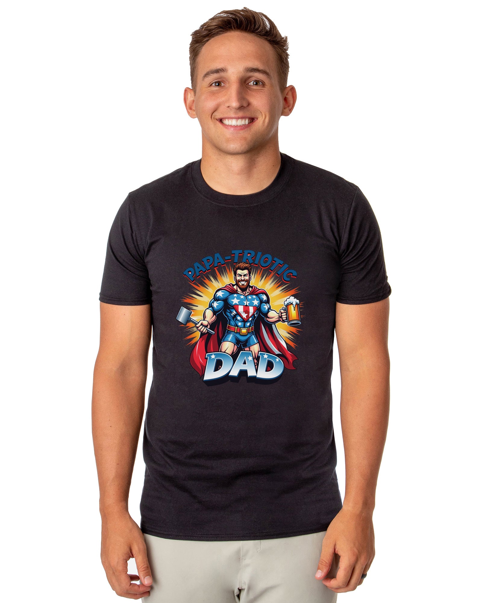 Papa-Triotic Dad Men's Patriotic Superhero 4th of July T-Shirt