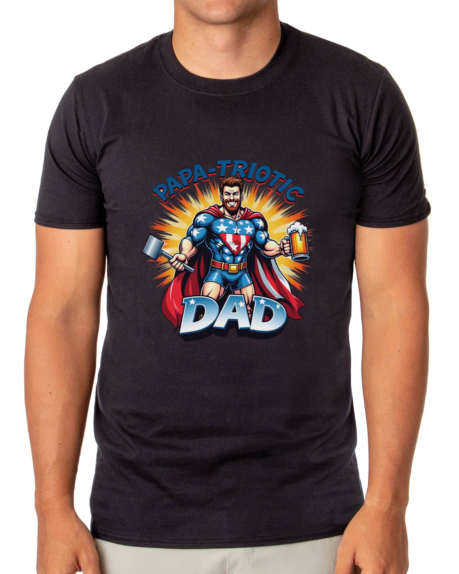 Papa-Triotic Dad Men's Patriotic Superhero 4th of July T-Shirt