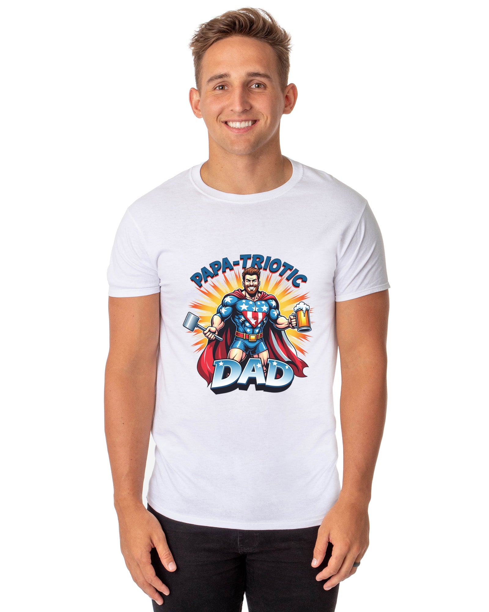 Papa-Triotic Dad Men's Patriotic Superhero 4th of July T-Shirt