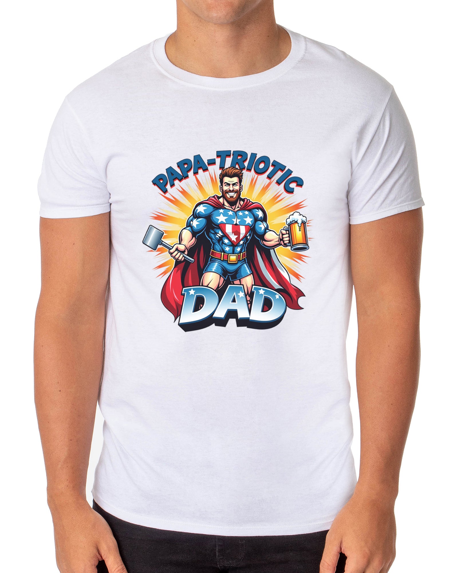 Papa-Triotic Dad Men's Patriotic Superhero 4th of July T-Shirt