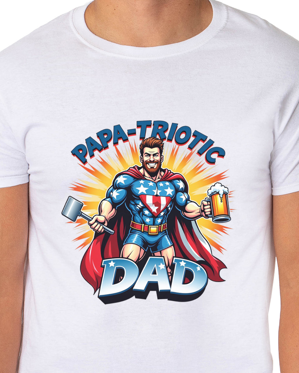 Papa-Triotic Dad Men's Patriotic Superhero 4th of July T-Shirt