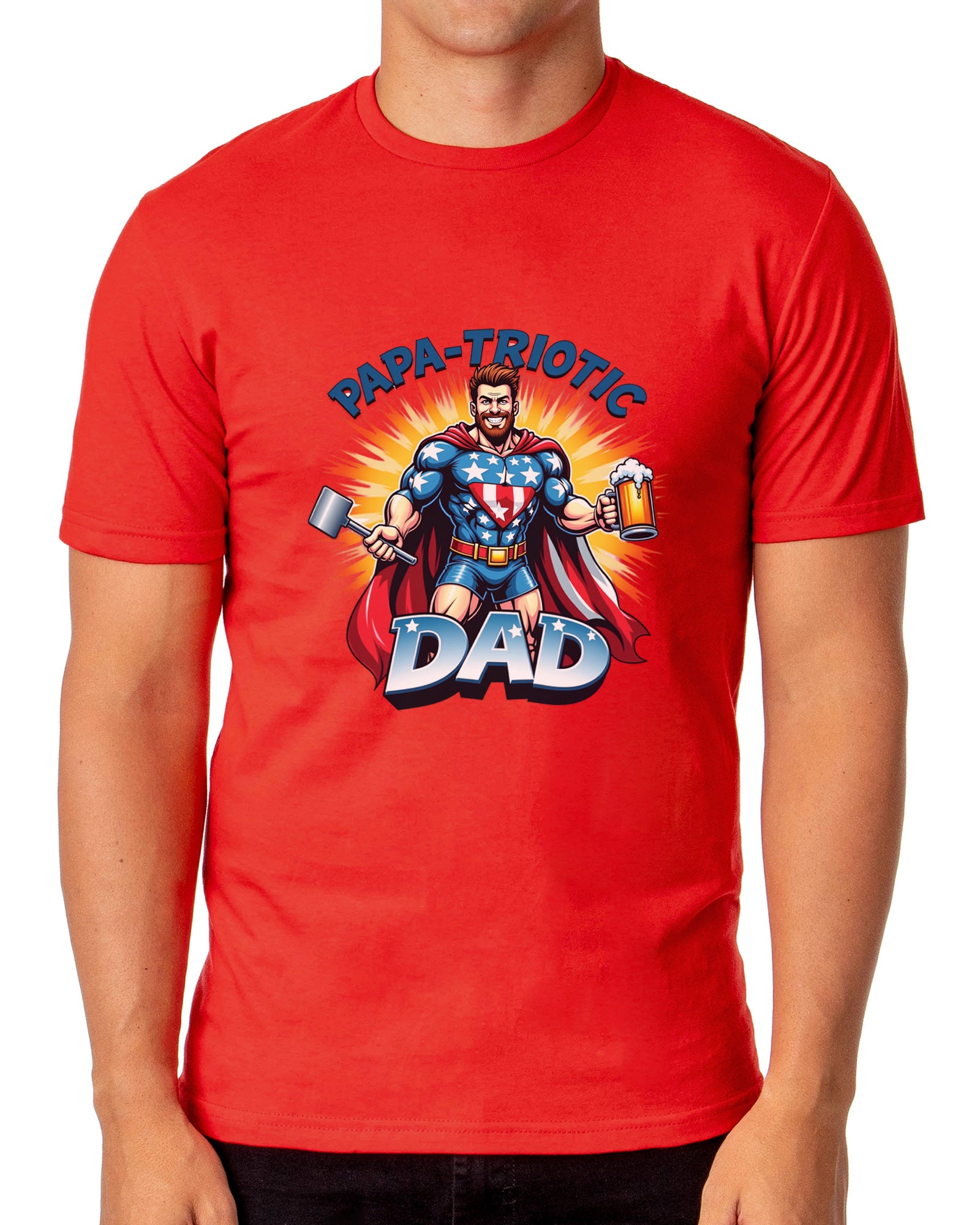 Papa-Triotic Dad Men's Patriotic Superhero 4th of July T-Shirt