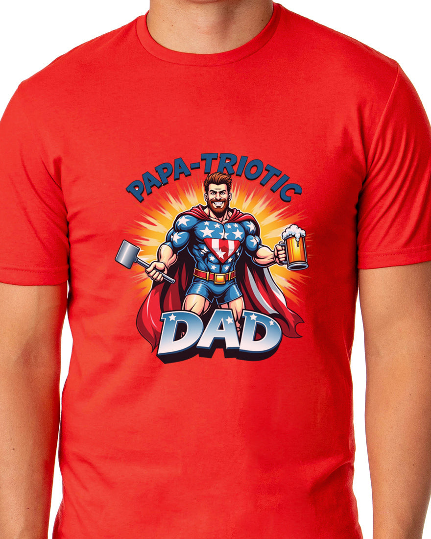 Papa-Triotic Dad Men's Patriotic Superhero 4th of July T-Shirt
