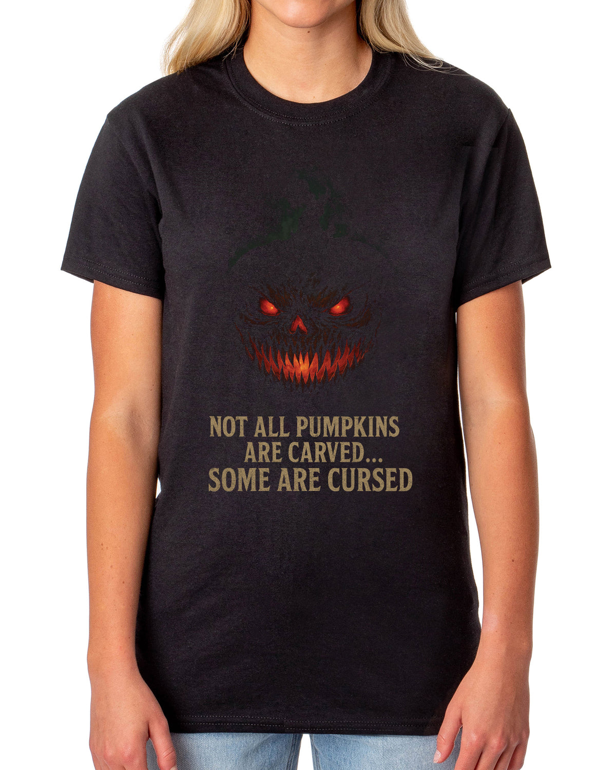 PJammy Halloween T-Shirt Women's Cursed Pumpkin Short Sleeve Tee