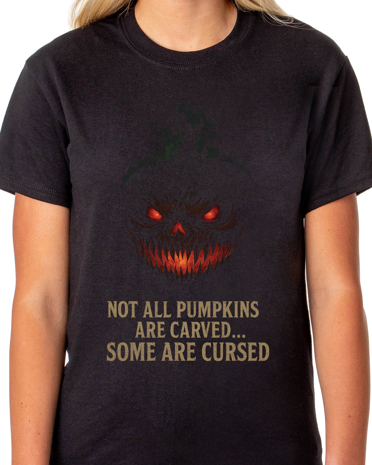 PJammy Halloween T-Shirt Women's Cursed Pumpkin Short Sleeve Tee