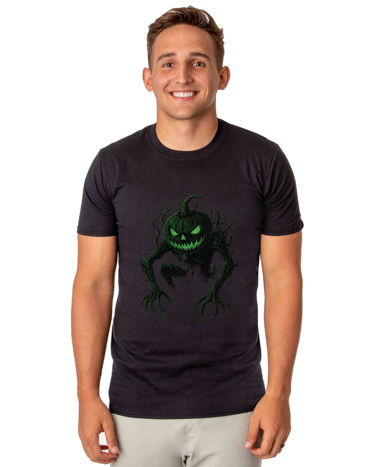 Halloween T-Shirt Men's Creepy Pumpkin Creature Short Sleeve Top