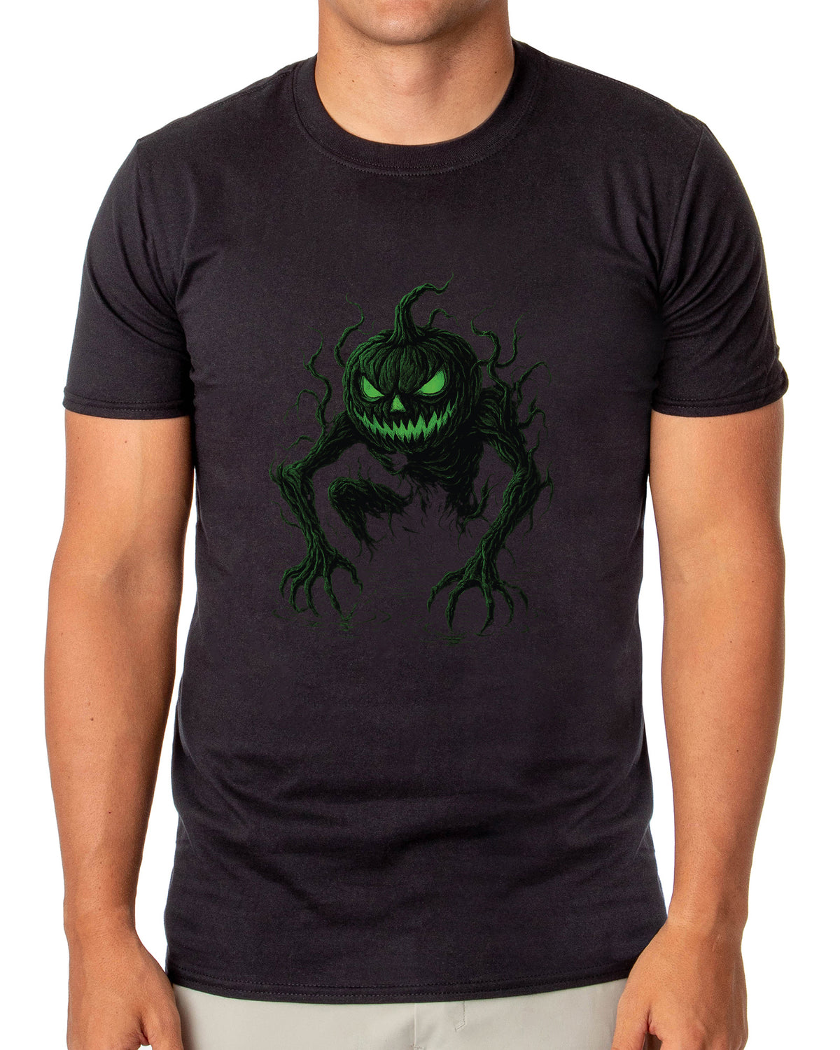 Halloween T-Shirt Men's Creepy Pumpkin Creature Short Sleeve Top