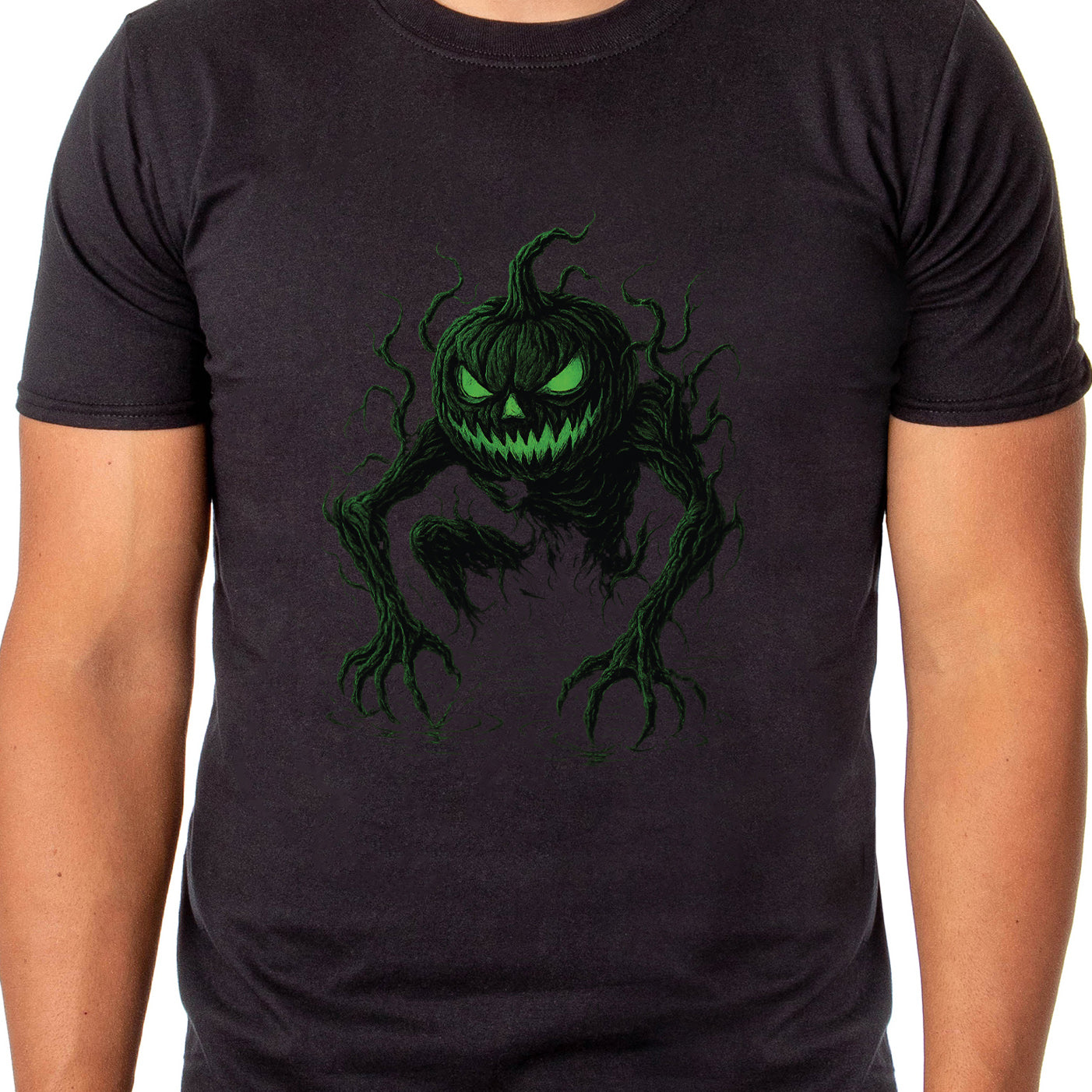 Halloween T-Shirt Men's Creepy Pumpkin Creature Short Sleeve Top