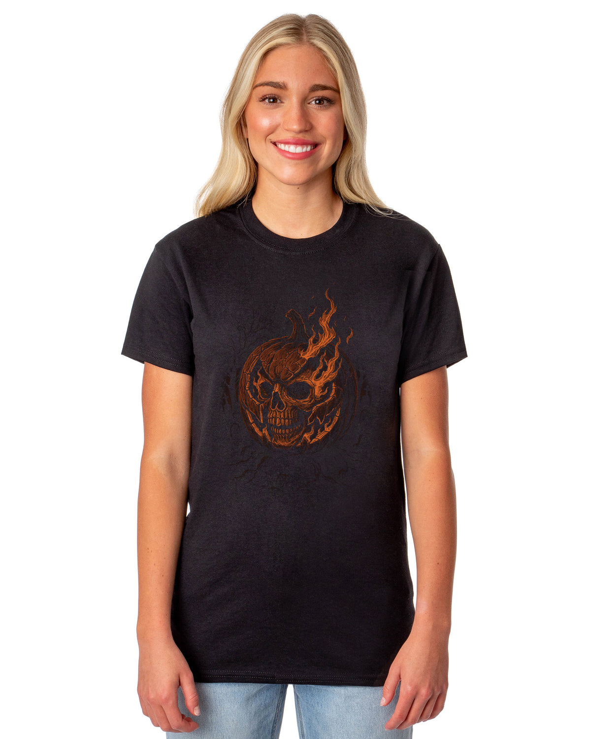 PJammy Halloween T-Shirt Women's Pumpkin Skull Short Sleeve Tee