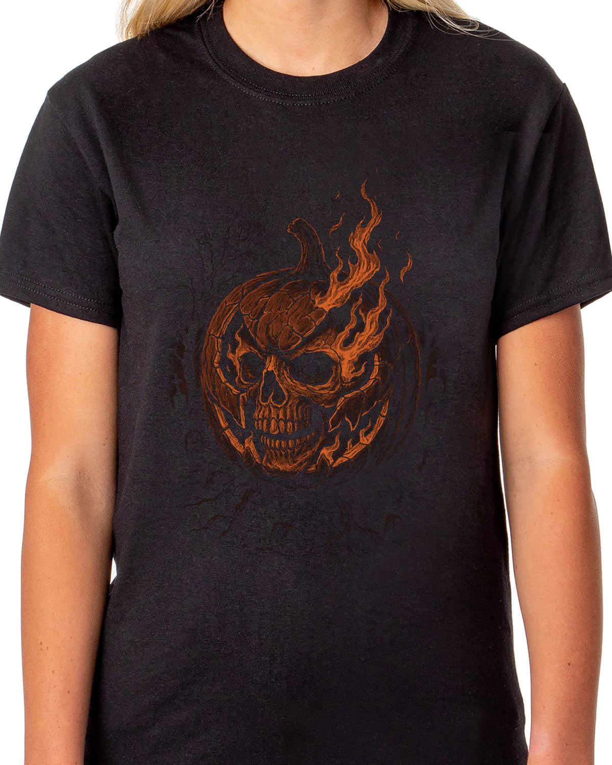 PJammy Halloween T-Shirt Women's Pumpkin Skull Short Sleeve Tee