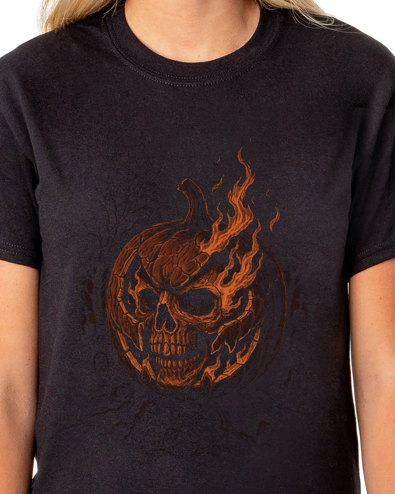 PJammy Halloween T-Shirt Women's Pumpkin Skull Short Sleeve Tee