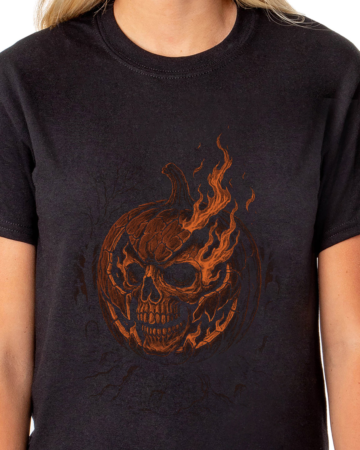 PJammy Halloween T-Shirt Women's Pumpkin Skull Short Sleeve Tee